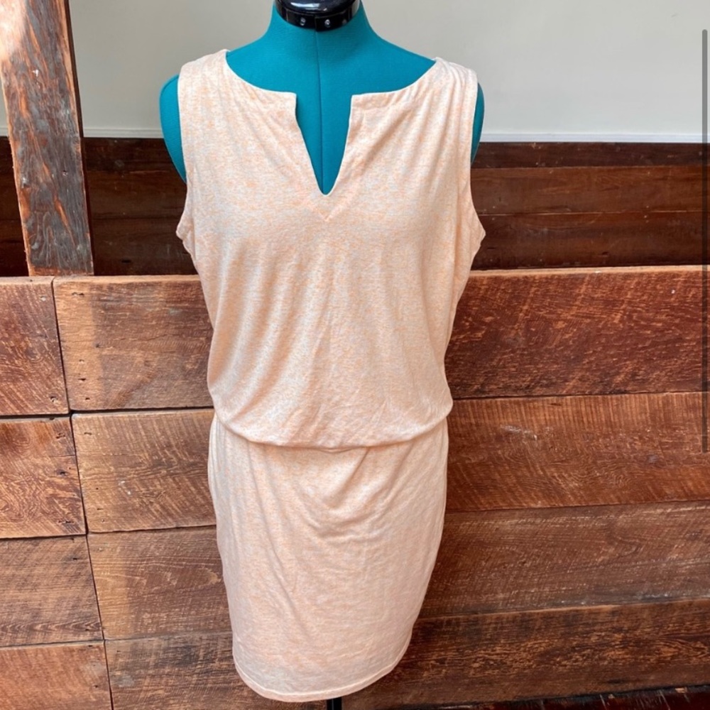 Athleta Vida Sleeveless Heathered Peach Blouson Dress
